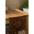 Bieżnik na stół brązowo, złocisty 35x220 cm welwetowy BLINK 13 z dużym wzorem lilii wodnej