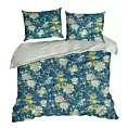 Pościel 160x200 cm z satyny bawełnianej kolor niebieski, jasno miętowy z motywem kwiatów SPRING 68