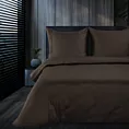 Pościel 220x200 cm z bawełny, makosatyny kolor brązowy z ozdobną kantą i haftem kolekcja MINGE ELEGANTE