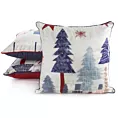 Poszewka na poduszkę świąteczna 45x45 cm biało, granatowa zdobiona uroczym nadrukiem i elegancką wypustką