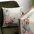 Poszewka na poduszkę 45x45 cm bawełniana, gobelinowa jasnoszara z kwiatowym motywem