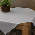 Obrus srebrny 85x85 cm o płóciennym splocie BIANCA 1 z dodatkiem błyszczącej nici wykończony podwójną listwą na brzegach