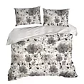 Pościel 220x200 cm bawełniana kolor biały, stalowy w romantycznym stylu z kwiatowym wzorem SPRING 9