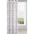 Firana biało, fioletowa półprzezroczysta z lekkiej matowej etaminy z nadrukiem kwiatów 140x250 cm przelotka FIONA