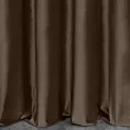 Zasłona szyta na taśmie 5 cm brązowa z tkaniny welwetowej w pionowe prążki, wykończona obciążnikiem