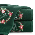 Ręcznik kąpielowy świąteczny 70x140 cm bawełniany kolor zielony,czerwony zdobiona świątecznym haftem 480 g/m2 KARMEN