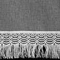 Zazdrostka biała z etaminy zdobiona gipiurą z frędzelkami 60x150 cm szelki ROXANA