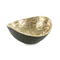 Metalowa misa PEDRO o falujących brzegach zielono-złota