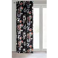 Zasłona welwetowa czarno, ruda z nadrukiem kwiatów 140x270 cm taśma - ALANI