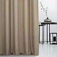 Zasłona szyta na taśmie 5 cm ciemnobeżowa z miękkiej tkaniny o naturalnym splocie w stylu ekologicznym