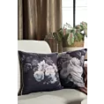 Poszewka na poduszkę 45x45 cm welwetowa, czarno fioletowa, dwustronna z motywem kwiatów VELVET 133 Eurofirany Premium