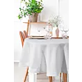 Obrus okragły średnica 150 cm z tkaniny przypominającej płótno STELLA 2 z podwójną listwą na brzegach