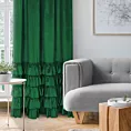 Zasłona welwetowa ciemnozielona zdobiona falbanami 140x270 cm taśma - CHARLOTTE