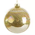 Bombka szklana dekorowana w środku złotym brokatem