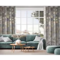 Zasłona stalowo, szampańska zdobiona nadrukiem błyszczących kwiatów 140x250 cm przelotka - CELIA