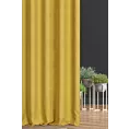 Zasłona szyta na taśmie 5 cm musztardowa z miękkiej, matowej tkaniny w drobny geometryczny wzór