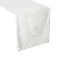 Bieżnik na stół biało, złocisty 35x180 cm welwetowy BLINK 13 z dużym wzorem lilii wodnej