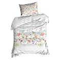 Pościel 140x200 cm bawełniana kolor biały, zielony z botanicznym wzorem w stylu romantycznym SPRING 24