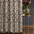 Zasłona szyta na taśmie 5 cm ALEPPO czarno złocista elegancka z dużym wzorem roślinno ornamentowym z połyskliwą nicią lureksową i efektem marszczenia