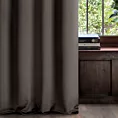 Zasłona szyta na taśmie 5 cm ENYA ciemnobrązowa z miękkiej półmatowej tkaniny welwetowej