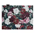 Komplet podkładek 4 szt 30x40 cm zielono, bordowy welwetowych VELVET 2 z nadrukiem barwnych kwiatów