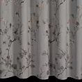 Zasłona welwetowa srebrno, szampańska z nadrukiem kwiatu jabłoni 140x270 cm taśma - SELENA