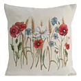 Poszewka na poduszkę 45x45 cm bawełniana, gobelinowa naturalno, czerwona z kwiatowym motywem GOB