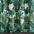Zasłona welwetowa biało, zielona ze wzorem egzotycznych liści 140x270 cm taśma - DAVOS