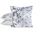 Poszewka na poduszkę 45x45 cm welwetowa biało, czarna zdobiona nadrukiem kwiatów MINK