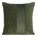 Poszewka na poduszkę 45x45 cm oliwkowa szenilowa zdobiona pasem z welwetu CARLA 01