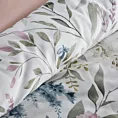 Pościel 140x200 cm bawełniana kolor biały, zielony z motywem botanicznym SPRING 51