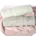 Ręcznik kąpielowy 50x90 cm bawełniany kolor miętowy z aplikacją serca na bordiurze 500 g/m2 KAMILA