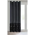 Zasłona welwetowa czarna zdobiona falbanami i lśniącymi akcentami 140x250 cm przelotka - CARLI