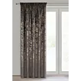 Zasłona welwetowa grafitowa zdobiona nadrukiem liści 140x270 cm taśma - FELIS