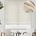 Roleta rzymska kremowa z delikatnej w dotyku etaminy w stylu eko z efektem kreszowania, wykończona obciążnikiem