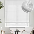 Roleta rzymska ERNESTA biała miękka w dotyku, matowa mikrosiateczka, wykończona obciążnikiem