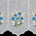 Tkanina firanowa zazdrostka zdobiona haftem polnych drobnych kwiatuszków