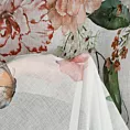 Zasłona biało, ciemnoróżowa ze wzorem letnich kwiatów 140x250 cm przelotka - RISA
