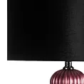 Lampa stołowa do pokoju czarno, bordowa GIANA o szklanej tłoczonej podstawie i welwetowym abażurem