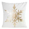 Poszewka na poduszkę 45x45 cm welwetowa, biało szampańska zdobiona śnieżynkami JOY