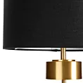 Lampa stołowa do salonu czarno, złota ANGEL o designerskim kształcie z matowym abażurem