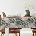 Obrus kremowo, zielony 140x220 cm wodoodporny GARDEN na taras oraz balkon z motywem egzotycznych liści