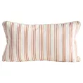 Poszewka na poduszkę 30x50 cm bawełniana z dodatkiem lnu ciemnobeżowo, kremowa zdobiona subtelnym nadrukiem pasów  LEN