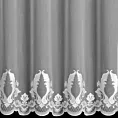Firana szyta na taśmie 5 cm biała z tkaniny typu ADEN z delikatnym deszczykiem, zdobiona fantazyjnym haftem z dodatkiem welwetu Italissima Eva Minge
