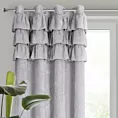 Zasłona srebrna zdobiona falbanami z moherowej tkaniny 140x250 cm przelotka - AGIS