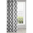 Zasłona biało, czarna z oryginalnym wzorem 140x250 cm przelotka - KARIN