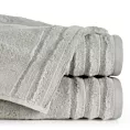Ręcznik do rąk 30x50 cm bawełniany kolor srebrny zdobiony prążkami z błyszczącej nici 500 g/m2 LUNARI