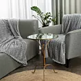 Narzuta na fotel-koc 70x160 cm srebrna miękka i miła w dotyku z wytłaczanym wzorem jodełki CINDY 5 Design 91