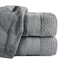 Ręcznik kąpielowy 50x90 cm bawełniany kolor stalowy z żakardową bordiurą w stylu eko 500 g/m2 LORITA
