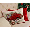 Poszewka na poduszkę świąteczna 35x50 cm czerwono, zielona zdobiona haftem autka